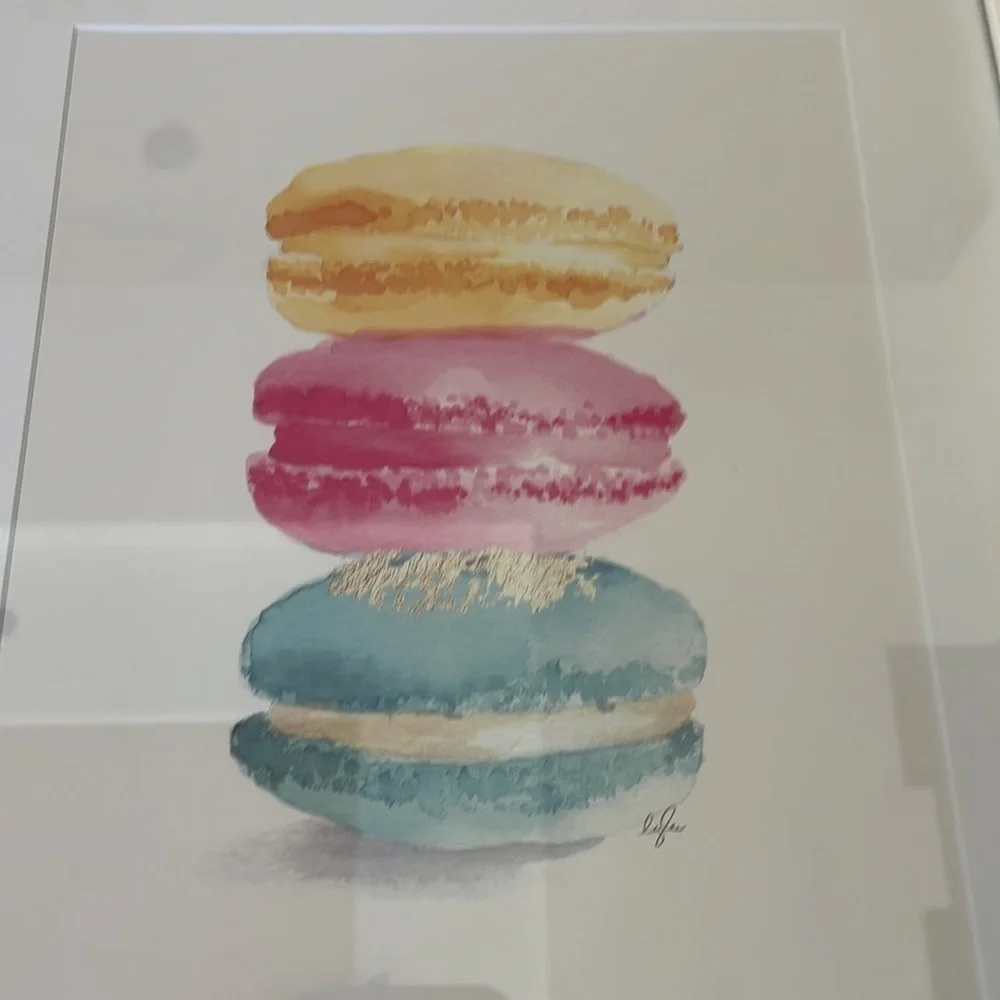 Gently Used Macaron Wall Art in Frame! Ready to Hang!